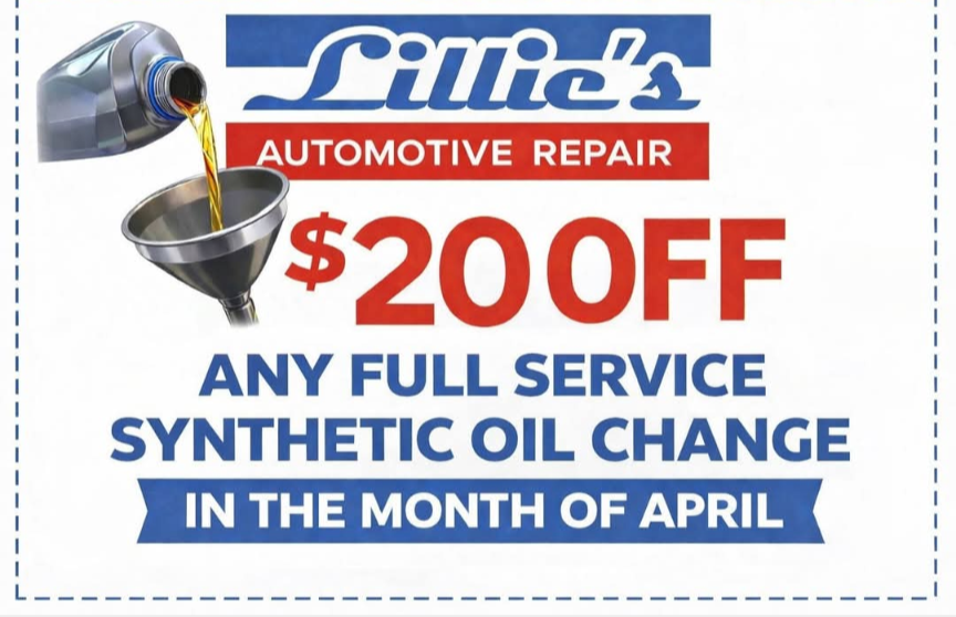 $20 off any full service synthetic oil change in the month of April