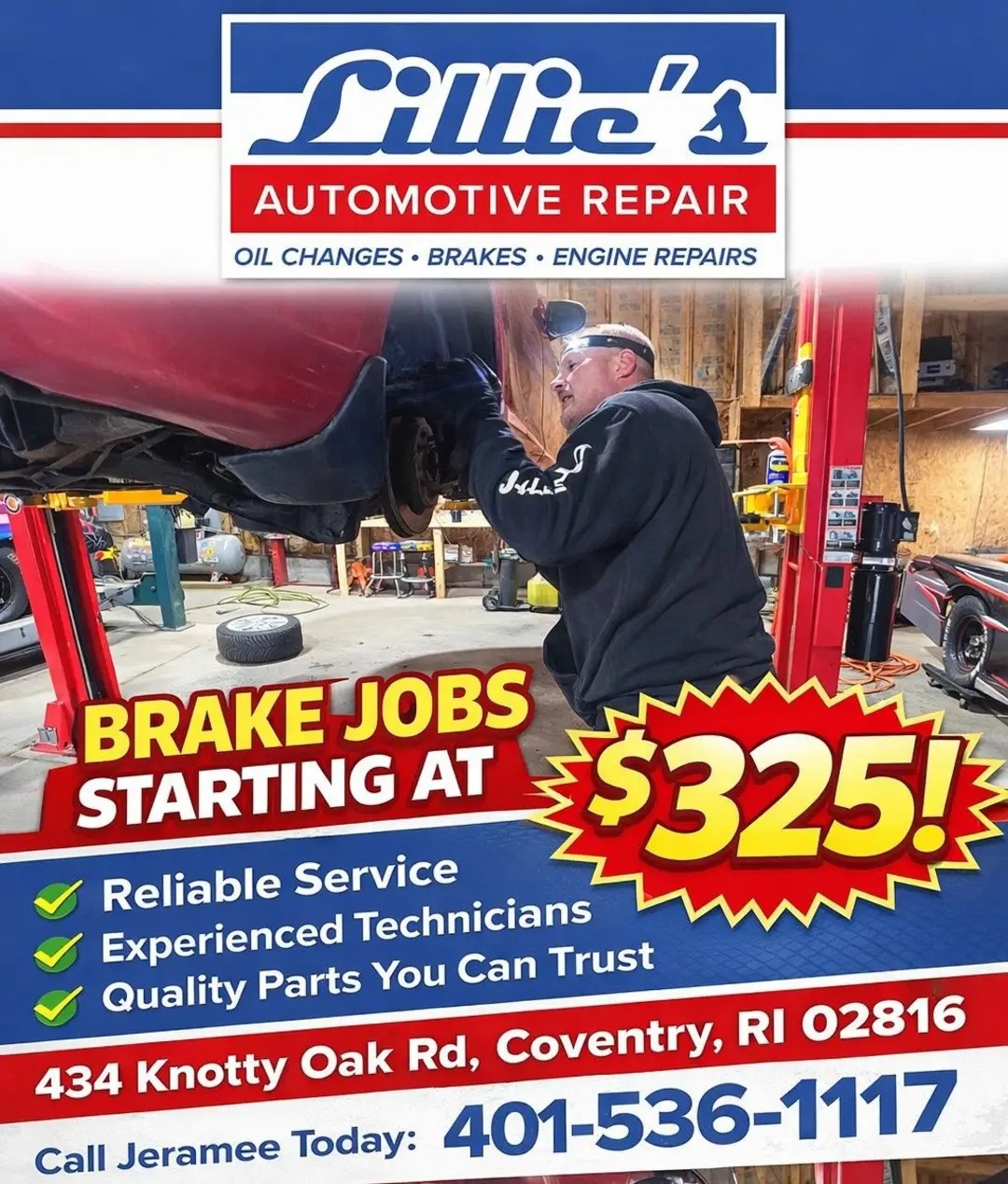 Inside Lillie's Auto Repair garage